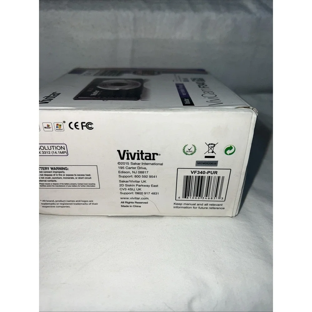 Vivitar ViviCam F340 Digital Camera‎ 14.2MP Purple NEW Compact Point Shoot